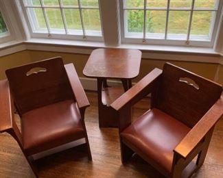 2 Stickley Limbert Cafe Chairs and Side Table