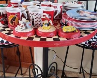 Coke mugs, plates, signs