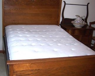 High back full size bed w/ Sealy Posturepedic mattress 