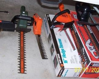 Electric hedge trimmers, chain saw
