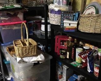 Apothecary Room: Baskets, cooking, foodstuff, glassware bar