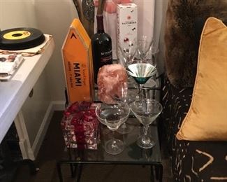 Side tables Nesting Tables Wine Glasses Martini Glasses Christmas Art 45's Records