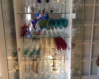Glassware. Stemware. Crystal. Barware. Bar. Memphis cabinet.