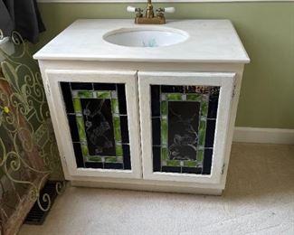 Painted and stained glass sink/cabinet