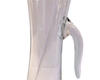 Mid Century Blown Glass Martini Pitcher with Glass Stirrer