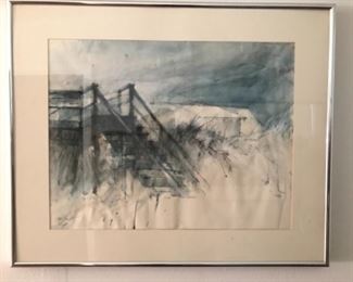 Artist Alex Powers Original Watercolor. Image 23” x 18” Framed and Matted: 30 3/4” x 25 1/4”
