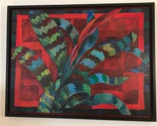 “ Bromeliad” Original Oil On Canvas Signed By Artist Jane Paden. 40 x 30