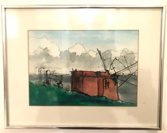 “Waterfront in Oriental” Watercolor by Jane Paden 9 x 12 1/2