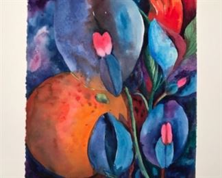Artist Jane Paden Original Watercolor “Snap Dragons” (11” x 14”)