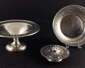 Silver on Copper Compote. Reed and Barton silverplate bonbon Dash Belair. Pierced silver plate 3 1/2 inch Stand.