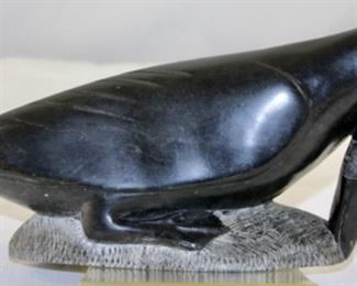 Henry Quissa Carved soapstone signed and dated goose Alaskan Inuit artist circa 1978