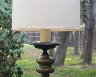 Vintage 70’s Avocado Green Lamp with Wrought Iron Scroll Feet.