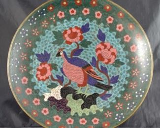 Cloisonné 12 inch Vintage pheasant plate