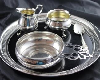Wallace Sterling modernique 12 inch round tray. Tiffany and Company sterling porringer makers sterling silver Original in Clearwater Collection Metropolitan Museum of art heavy sterling reproduction original by Paul revere Boston