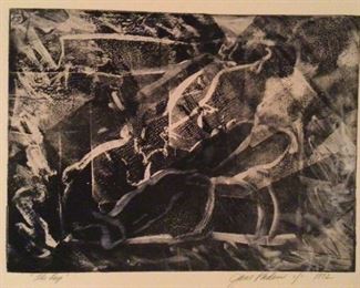 “The Deep” Signed by Artist Jane Paden 1992. Overall 22” x 15”. Image on paper (14 1/2” x 11”)