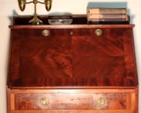 Antique Mahogany Marquetry  Drop-front Bar with Original American Brilliant Cut Stuart Crystal!’