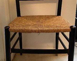 Black Ladder Back Chair with Rush Seat in the Italian Gio Ponti Style (1 of 3 shown)