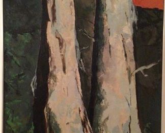 “Dead Cottonwoods” Original Oil on Canvas by Doris E. O’Brien 36” x 50” with Chrome Frame c. 1970’s