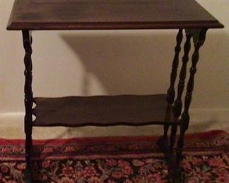Antique 2 Tier side Table with 6 Turned Spindle Legs (24”W x 12”D x 24”H)