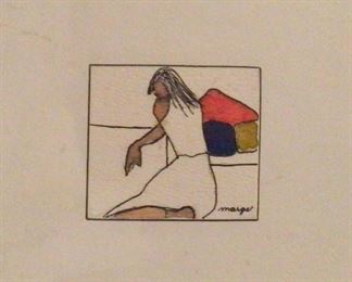 original Art Work Mounted, Signed Marge (7 3/4” x 7 3/4”)