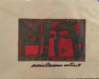 Jane Paden Original Art “Semultaneous Contrast” 11” x. 7.5”. Image 6.4” x 4”