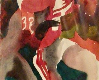 Jane Paden Original Football #32 Watercolor11” x 15”