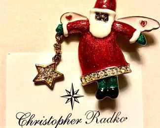 Christopher Radko Santa Pin inspired by original artwork from a pediatric cancer patient