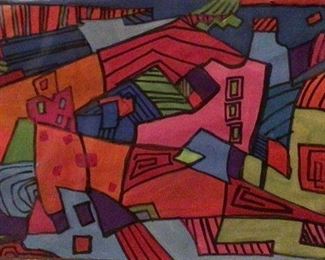 “My Town” Original Casein Artwork by Jane Paden (9” x 6”)