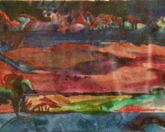 Jane Paden Original Watercolor Signed, 22” x 11” (unframed)
