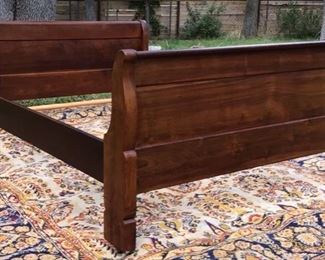 Second View: Antique Mahogany 19 Century Sleigh Bed. This bed originally belonged to Dan Root