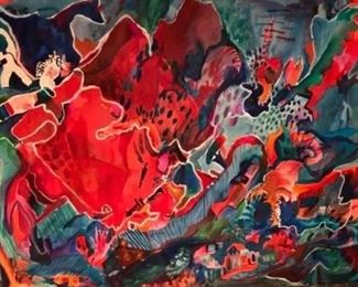 Jane Paden Original Watercolor “The Maze” Signed on Back by Artist. (30” x 22”)