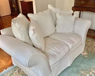 Pair of rolled arm loveseats - Made in the USA