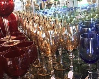Assorted colored wine glasses