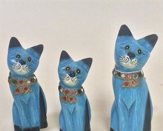 Blue Cats, 7" H for tallest. 