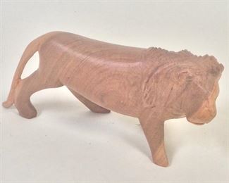 Carved Wood Lion Kenya, 9" L.