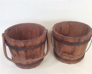 Wood Buckets, 11" H. 