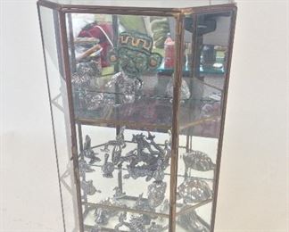 Small Display Case with Miniature Figurines. 