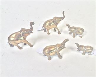 Small Brass Elephants, 4" L for longest. 