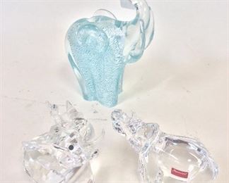 Glass Elephants. Baccarat on the right.  