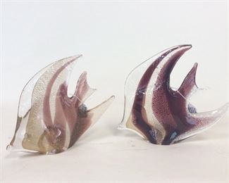 Glass Art Angel Fish, 7" H. 