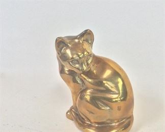 Brass Cat, 8" H. 