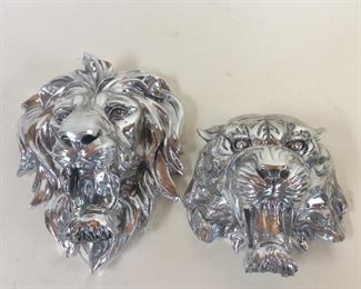 Lion and Tiger Metal Wall Art, 11" H. 