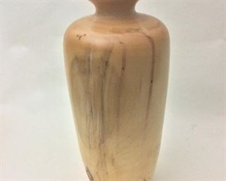 Wood Vase Signed, 14 1/2" H. 