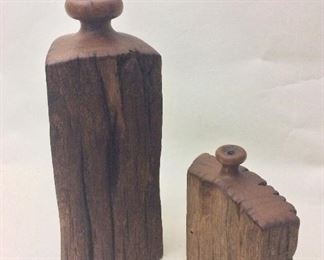 Rustic Wood Vases, 13 1/2" and 7 1/2" H.  
