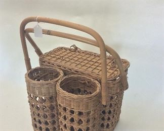 Picnic Basket with Bottle Holders, 14" W. 