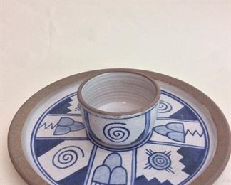 Pottery Plate, 12" diameter and Bowl.