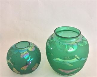 Arthur Court Vases, 5 1/2" and 8". 