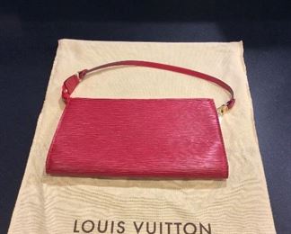 Louis Vuitton Red Epi Pochette with Bag, 9 1/2" W. 