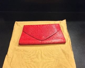 Louis Vuitton Red Epi "Envelope" Clutch with Bag. 