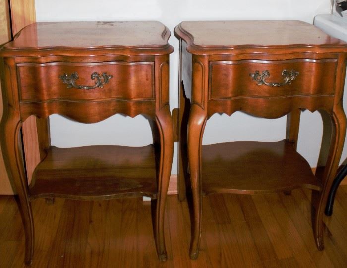 Pair French provincial nightstands 